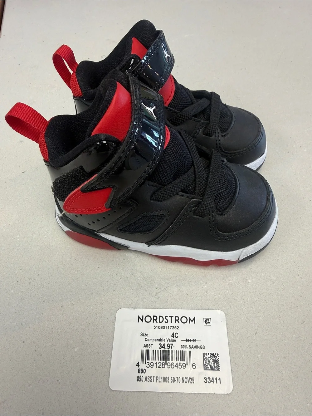 Jordan Infant/Toddler Black and Red High-Top Sneakers size 4C